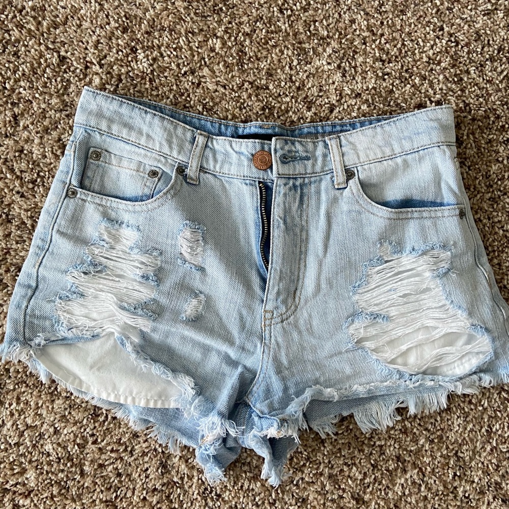 Hi rise denim shorts